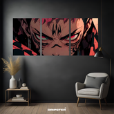 Cursed King Sukuna poster by Dripster featuring intense close-up anime face on three panels
